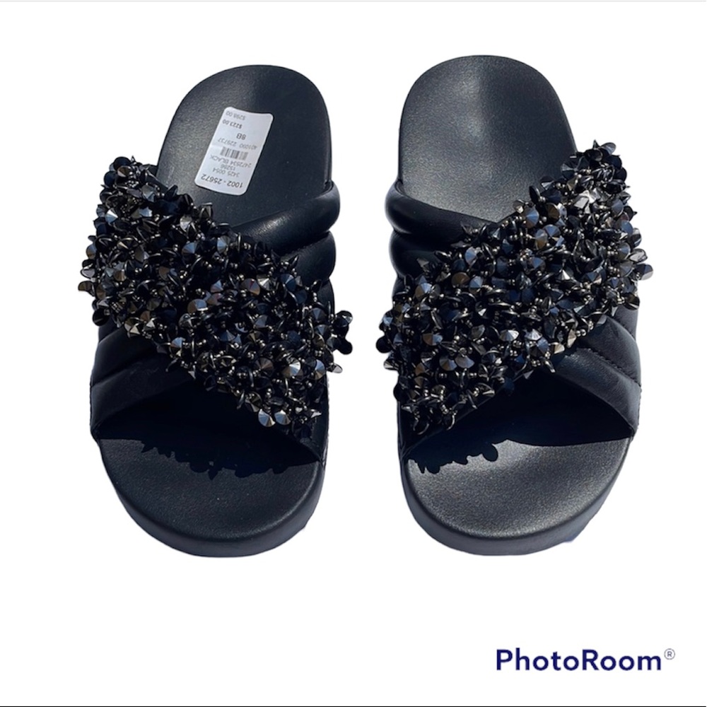 TORY BURCH embellished black sandals, size 8B NWT - Picture 3 of 5